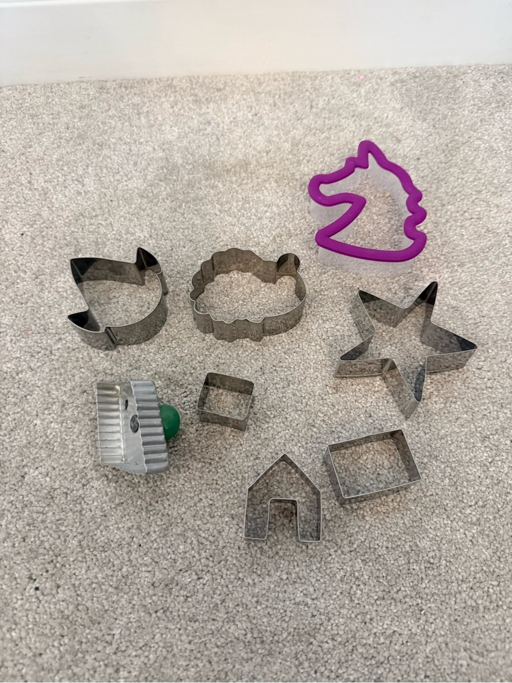 Unbranded Purple Unicorn & Silver Metal Cookie Cutter Set